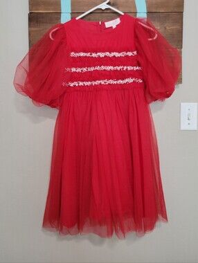 Tutu Du Monde Vibrant Red Whimsical Party Dress with Beaded Detail Size 10/11